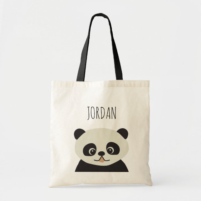 Tote Panda Pal: Ilustração Personalizada de Panda Bolsa (Frente)