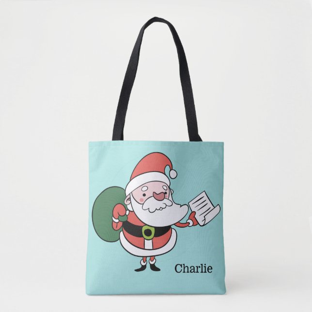 Tote Papais noeis & Sra. Claus nome personalizado bolsa (Frente)