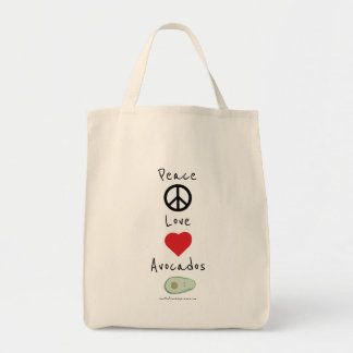 Tote Paz, amor, e bolsa do mantimento dos abacates