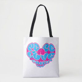 Tote Peace Love Faith Joy Aqua Pink Heart Bolsa
