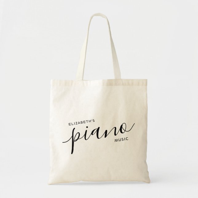 Tote Piano Music Modern Personalizado Nome Bolsa  (Frente)