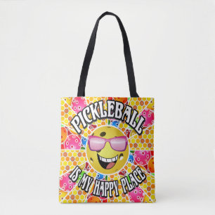Tote Pickleball é o meu lugar feliz para a bolsa