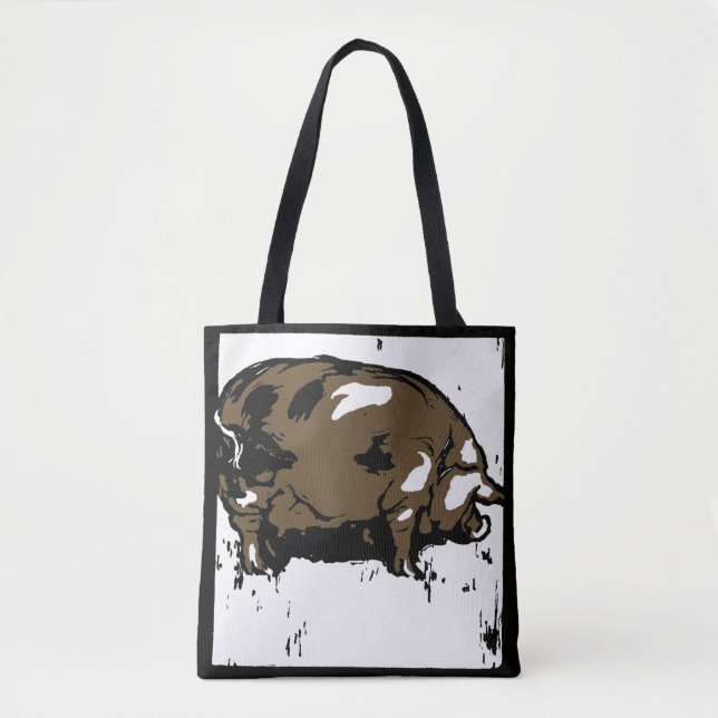 Tote Porco de madeira vitoriano na bolsa (Frente)