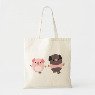Tote Porcos bonitos de desenho em uma bolsa caminhada
