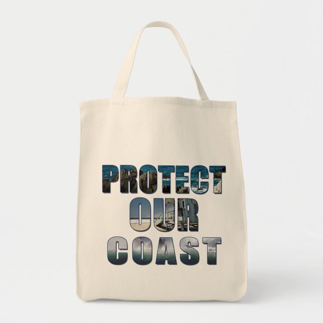 Tote Proteja nossa Bolsa de praia tropical costeira (Frente)