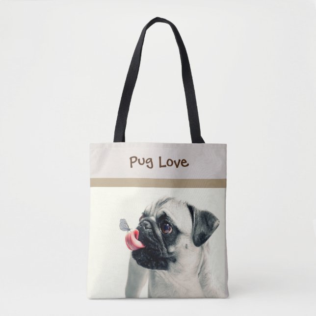 Tote Pug Love - PERSONALIZE - Handbag / Bolsa (Frente)