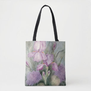 Tote Purple Iris Watercolor Bolsa
