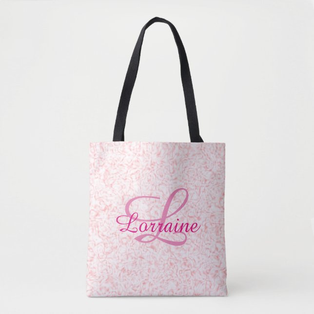 Tote Qualquer Bolsa de espiral e giro cor-de-rosa monog (Frente)
