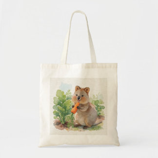 Tote Quokka Mastigando Uma Cenoura Ao Lado Da Bolsa De