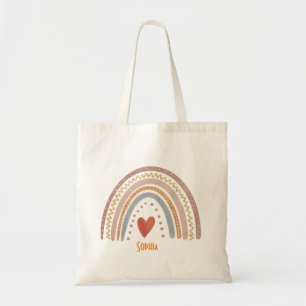 Tote Raparigas Cute Boho Watercolor Rainbow Kids Bolsa