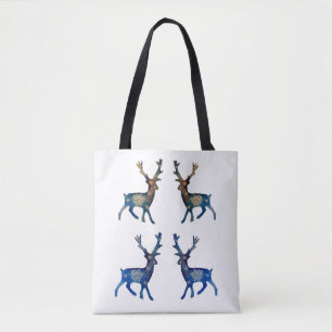 Tote Reindeer Pop Art Snowflakes Mandala Bolsa