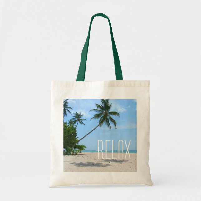 Tote "Relaxe" Bolsa de praia tropical (Frente)