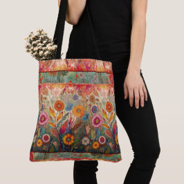 Tote Retro Hippie: Bolsa do Jardim de Arte Folclórica