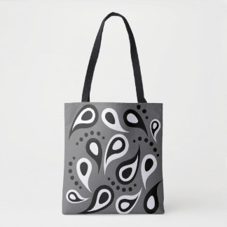 Tote Retro Preto e Branco Paisley Estética Grunge