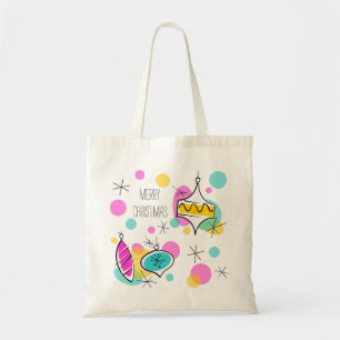 Tote Retro Tree Baubles bolsa de orçamento de Natal
