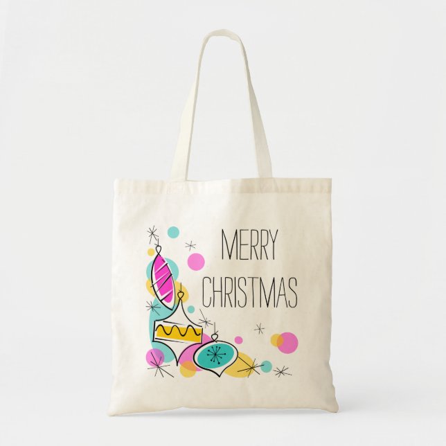 Tote Retro Tree Baubles Corner bolsa de orçamento de Na (Frente)