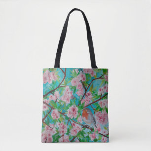 Tote Robin na cerejeira floresce numa bolsa