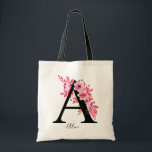 Tote Romântico Floral | Vintage Botanical | bolsa de Br<br><div class="desc">Esse produto é um item personalizado,  com flores antigas feitas à mão,  feitas com guaches em cores monocromáticas sobre uma letra. É original e único! Basta clicar em Personalizar para alterar o nome e obter o seu bolsa exclusivo!</div>