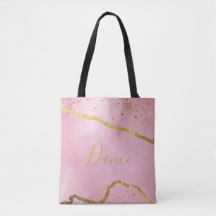 Tote Rosa com Bolsa de dança Dourada brilhante
