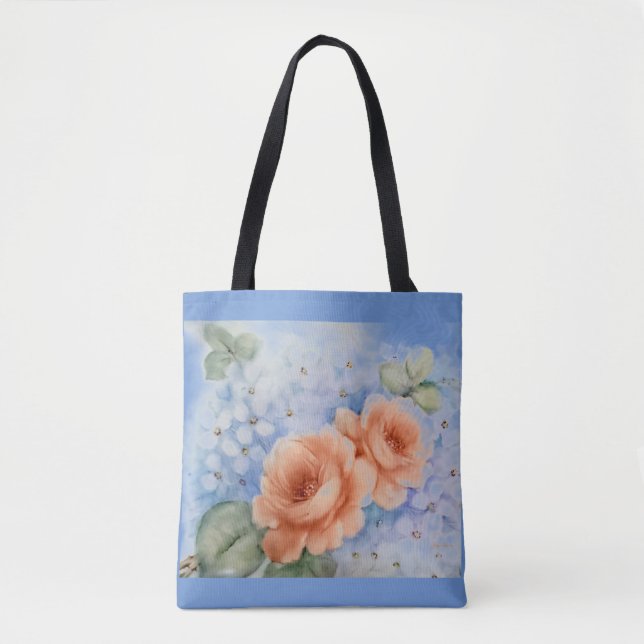 Tote Rosa de Pêssego Bolsa de Aquarela (Frente)