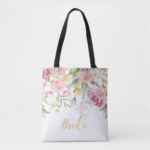 Tote Rosas Dourados cor-de-água cor rosa Bolsa