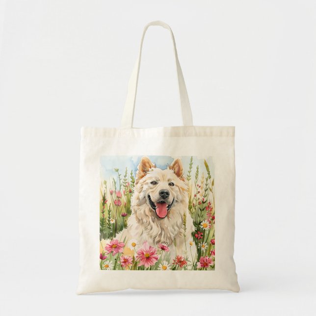 Tote Saco de Lona – Bolsa de Lona de Samoyed para Amant (Frente)