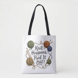 Tote Saco de Tricô Divertido e Bolsa de Projeto