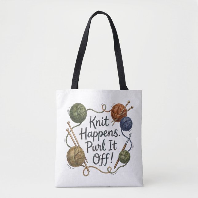 Tote Saco de Tricô Divertido e Bolsa de Projeto (Frente)