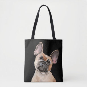 Tote Saco do cliente do bolsa da aguarela do buldogue