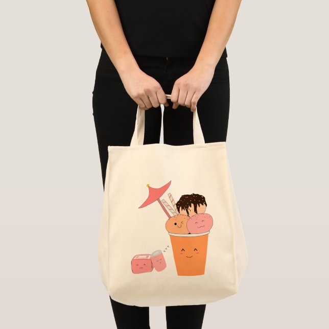 Tote Saco Kawaii de Copo de Sorvete | Bolsa de Compras (Frente (produto))