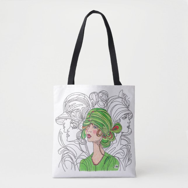 Tote Saco Verde Flapper Girl (Frente)