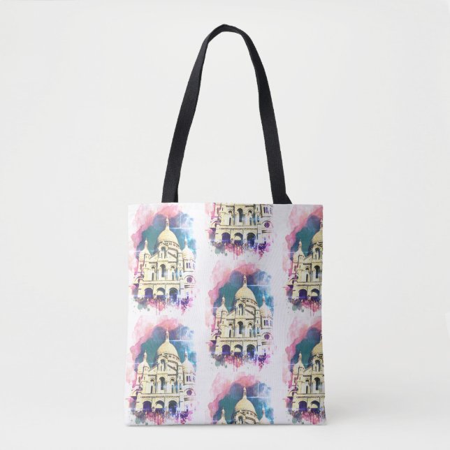 Tote Sacré-Cœur Montmartre Canvas Paris Bolsa de Compra (Frente)