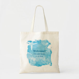 Tote Seashell na bolsa de canvas da aguarela