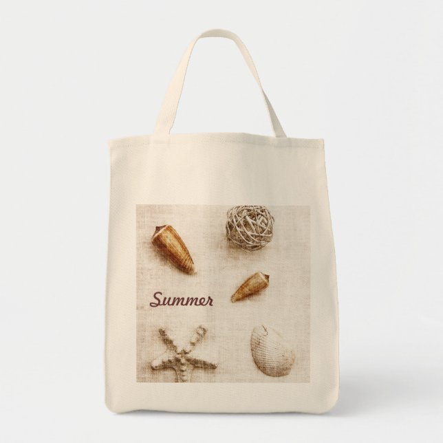 Tote seashells - verão - a bolsa de praia (Frente)
