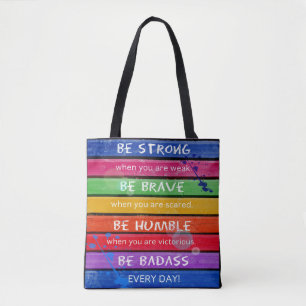 Tote SEJA BRAVO. Seja forte. - Arco-íris - bolsa