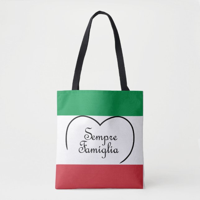 Tote Sempre Famiglia e a bandeira italiana são bolsa (Frente)