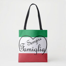 Tote Sempre Famiglia e a bandeira italiana são bolsa