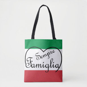 Tote Sempre Famiglia e a bandeira italiana são bolsa