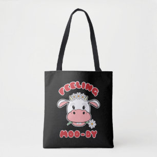 Tote Sentindo o Humor Bovino   Bolsa de Cotão com Citaç