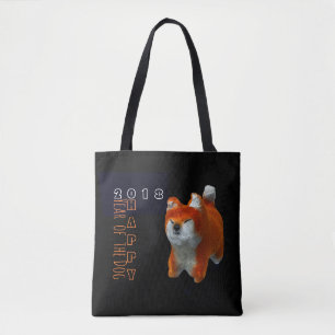 Tote Shiba Puppy 3D Digital Art Dog Custom Year Bolsa B