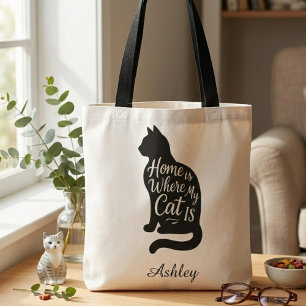 Tote Silhueta de Gato Preto – Amante de Animais Mi