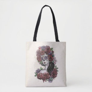 Tote Simples Dia de los Muertos desenhado à mão   Bolsa