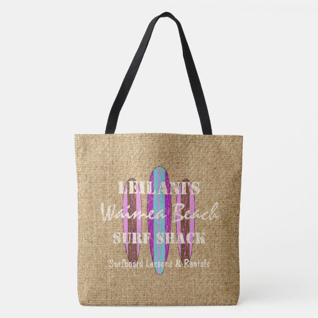Tote Sinal de surf Personalizar Monograma Bolsa de prai (Frente)