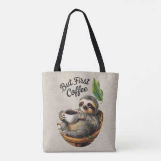 Tote Sloth Loving Coffee Bolsa