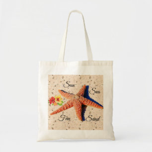 Tote Sol, mar, areia e bolsa de concha divertida