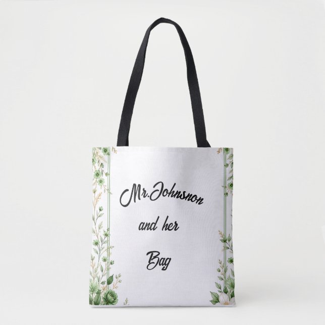 Tote Sra Johnson e Sua Bolsa – Nome Personalizado com E (Frente)