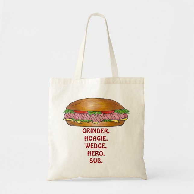 Tote Submarino Sandwich Grinder Hoagie Sub-Hero Bolsa (Frente)