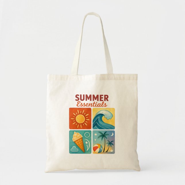 Tote Summer Essentials Bolsa — Retro Beach Vibes (Frente)