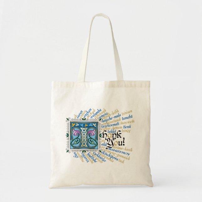 Tote T é para Obrigado Bolsa - Azul e Dourado (Frente)