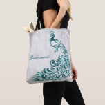 Tote Teal Peacock Leaf Vine Bridesmaid Bolsa<br><div class="desc">Personalize um saco de impressão para as suas damas de honra com um Saco de Tote de Folha de Folha de Folha de Folha de Folha de Palha de Palha de Palavra. Bolsa design apresenta um fundo de cinza claro, movendo-se com um pavão de chá vibrante com um embelezamento de...</div>